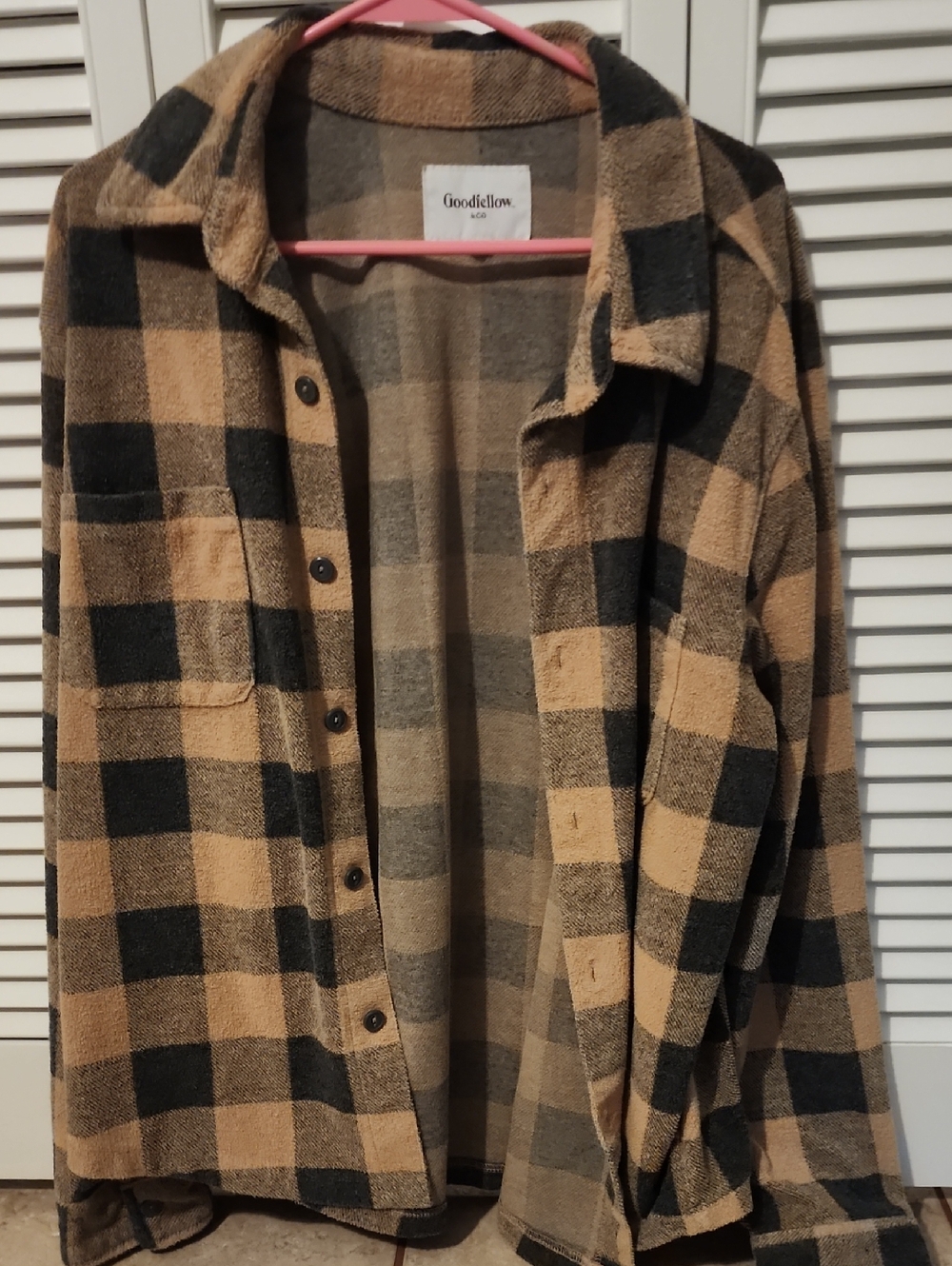 Goodfellow & Co. Tan and Black Buffalo Plaid Shacket